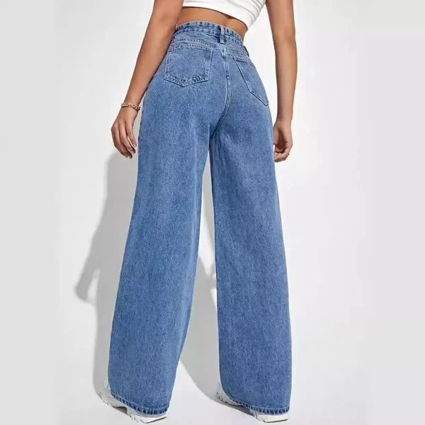fashion retro blue jeans women y2k high street baggy straight pants high waisted all in one slim pants