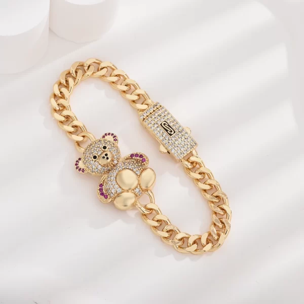 hip hop fashion jewelry cute bear 14k gold plated bracelet women's jewelry support wholesale free shipping items