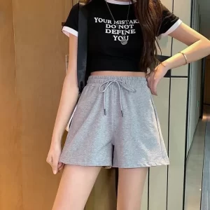 women's casual drawstring sports shorts summer slim fit high waist yoga a line shorts loose women's running straight shorts