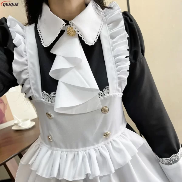 women maid outfit lolita dress cute kawaii cafe costume black white men uniform long apron dress mucama cosplay costume