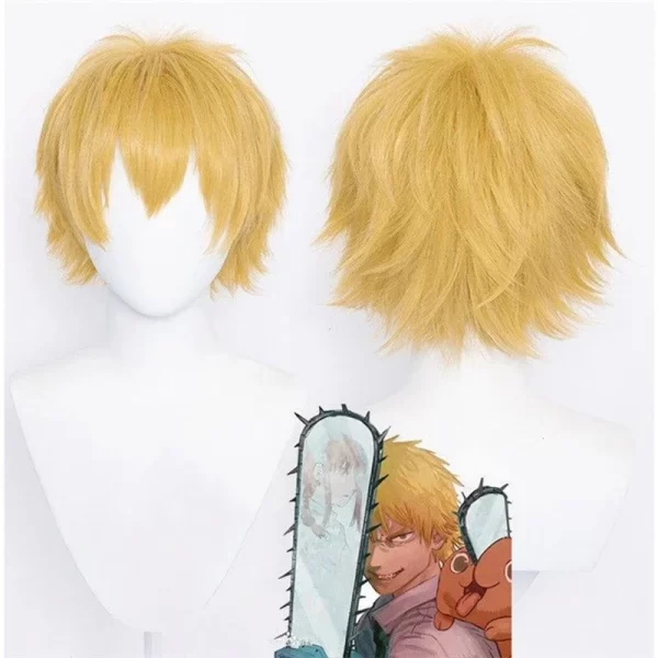 chainsaw denji anime cosplay shoes boots denji cosplay golden wig hair for halloween carnival accessories