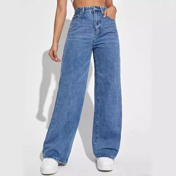 2024 new women's wear european and american loose denim wide leg pants slimming high waist all match jeans for women