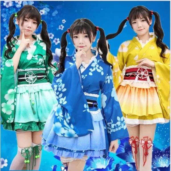 japanese anime second hand kimono cos sakura kimono women's maid costume home dance costume anime show performance costume