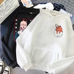 chainsaw man anime women hoodies plus size sweatshirt harajuku female long sleeve pullover casual streetwear clothes tops