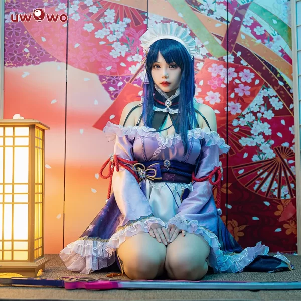 last batch uwowo raiden shogun cosplay maid costume genshin impact fanart: raiden shogun ei/baal kimono maid dress halloween cos