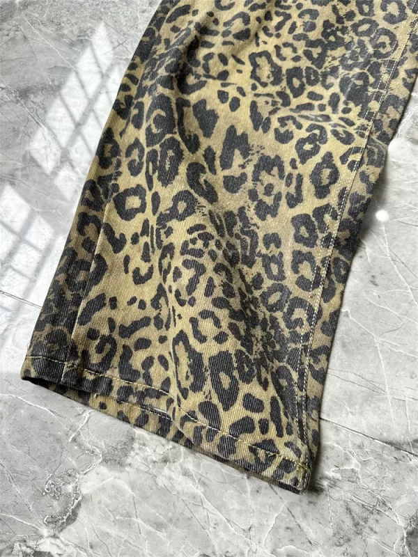 vintage leopard print jeans for women high waisted y2k retro fashion streetwear denim pants hip hop straight wide leg jeans