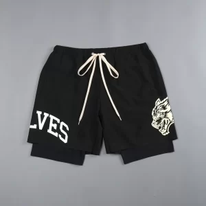 2024 new breathabledouble layersport shorts gym fitness bodybuilding workout quick dry beach 2 in 1 shorts male running shorts