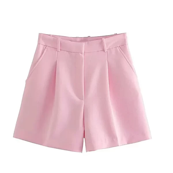 traf female shorts black pink shorts woman summer 2024 pleated baggy white shorts for women casual high waist short pants