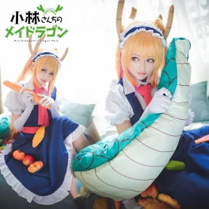 anime miss kobayashi's dragon maid tohru cosplay costumes women lacauch kobayashi holiday party maid uniforms costume wig tail