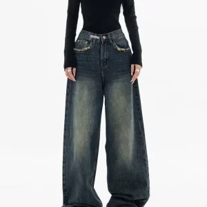 spring autumn wide leg jeans women high waist denim trousers women's jeans harajuku vintage bf style loose femme streeetwear