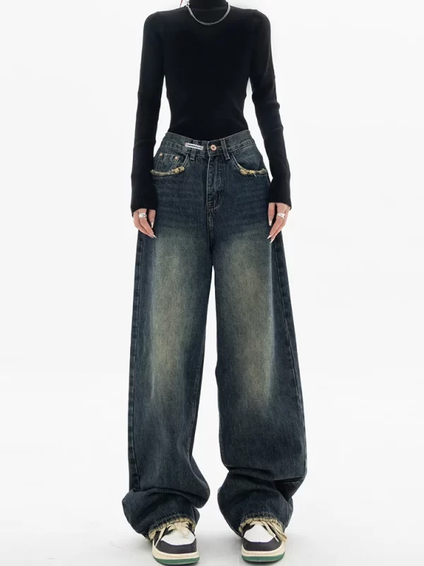spring autumn wide leg jeans women high waist denim trousers women's jeans harajuku vintage bf style loose femme streeetwear