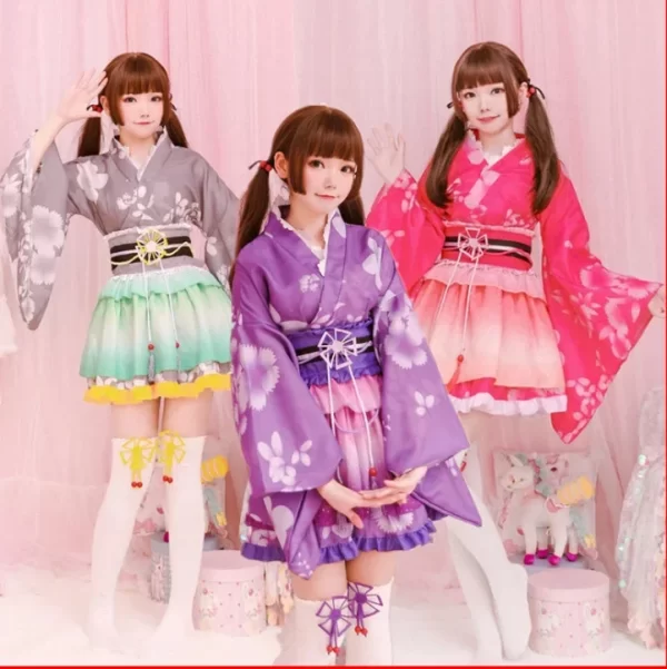 japanese anime second hand kimono cos sakura kimono women's maid costume home dance costume anime show performance costume
