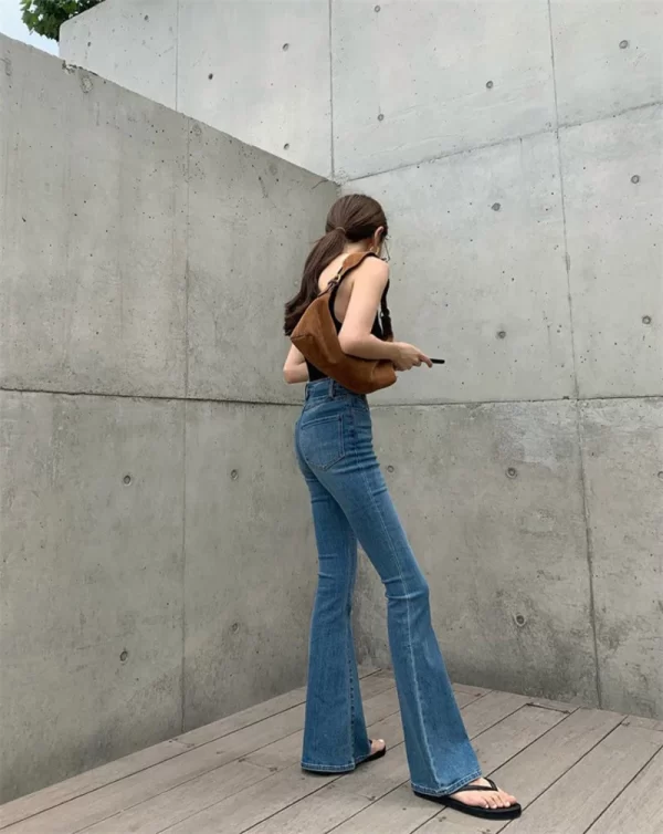 autumn and winter new retro micro flared jeans with high waist slim fit lifted hips wide legs flared jeans for women