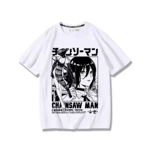 anime t shirt women chainsaw man manga graphic cotton short sleeve tee plus size women tops summer streetwear