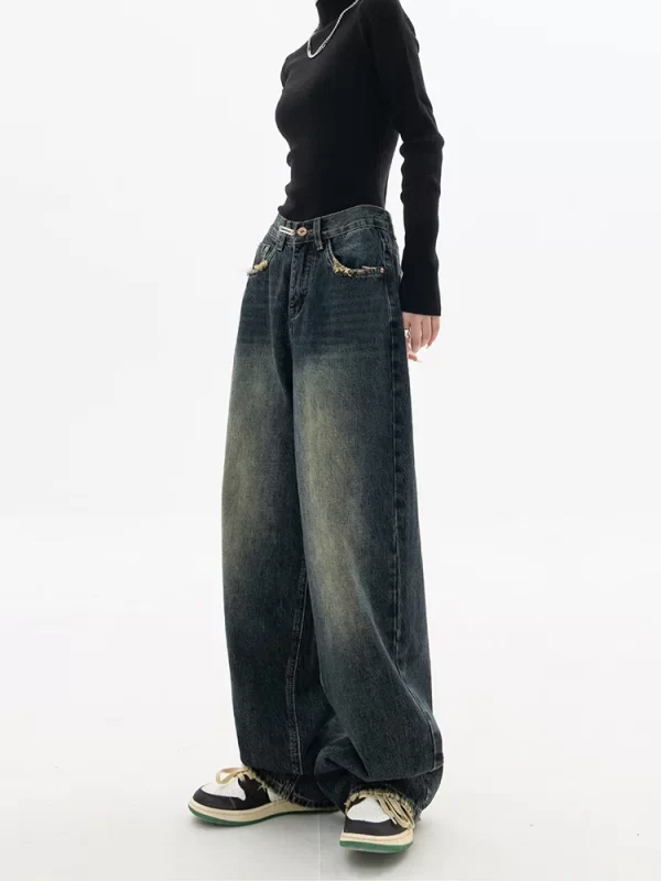 spring autumn wide leg jeans women high waist denim trousers women's jeans harajuku vintage bf style loose femme streeetwear