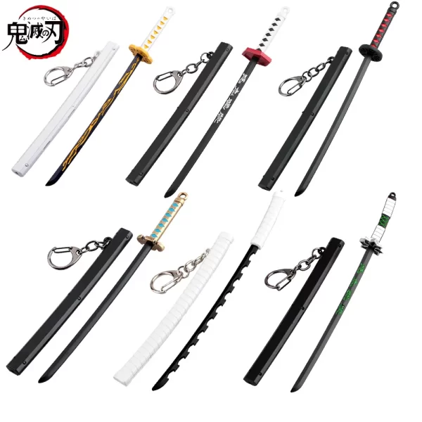 demon slayer sword model keychain kimetsu no yaiba keyring anime cosplay prop metal pendant llaveros toy friends gift 17cm