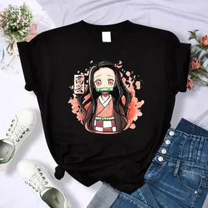 demon slayer t shirt women kimetsu no yaiba nezuko tshirt female tanjirou kamado graphic tee shirt japanese anime manga t shirt