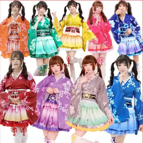 japanese anime second hand kimono cos sakura kimono women's maid costume home dance costume anime show performance costume