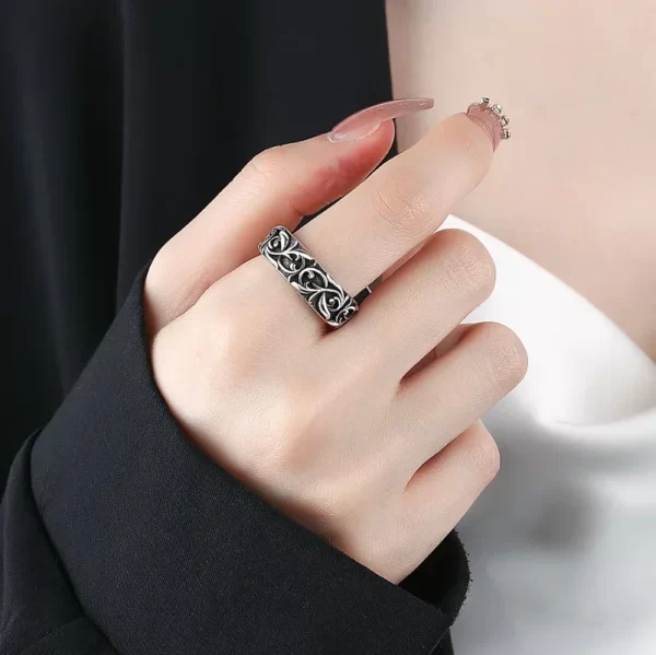 personality cross ring men and women couples fashion retro thai silver eternal vine ring
