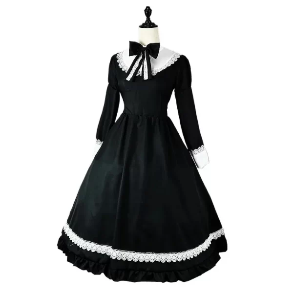 victoria black maid costume women lolita apron lace dress maxi floor length waitress vintage colonial halloween outfit plus size