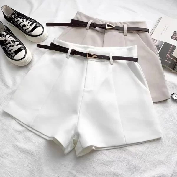 itoolin casual women's shorts a line high waist short chic office lady shorts with belted vintage female trousers spring summer
