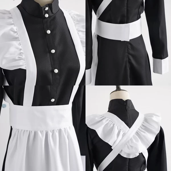 women maid outfit classic long dress black and white apron dress lolita housekeeper japanese uniforms halloween cosplay costume