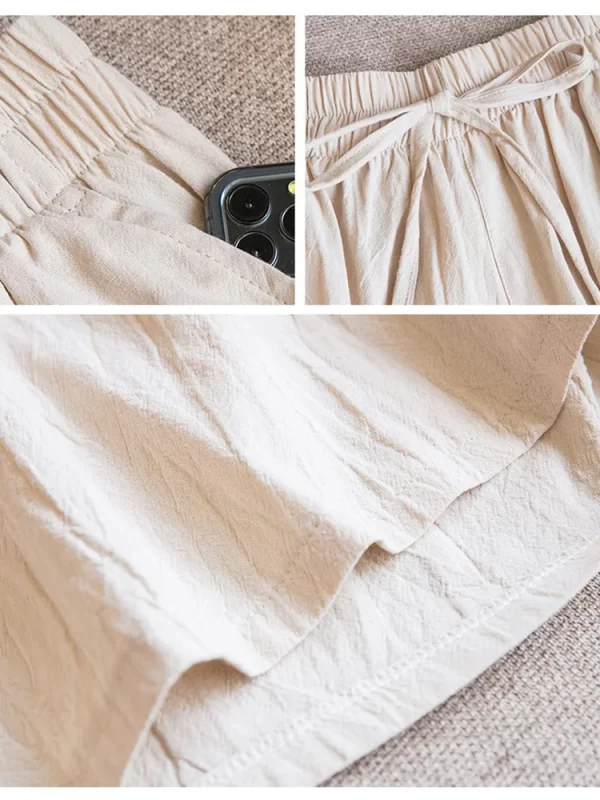 women cotton shorts summer casual solid two pockets shorts high waist loose shorts for girls soft cool female shorts