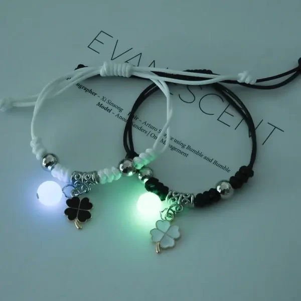 fashion luminous beads star couple bracelets for women men charm cat flower heart key lock cross matching bracelets bff jewelry