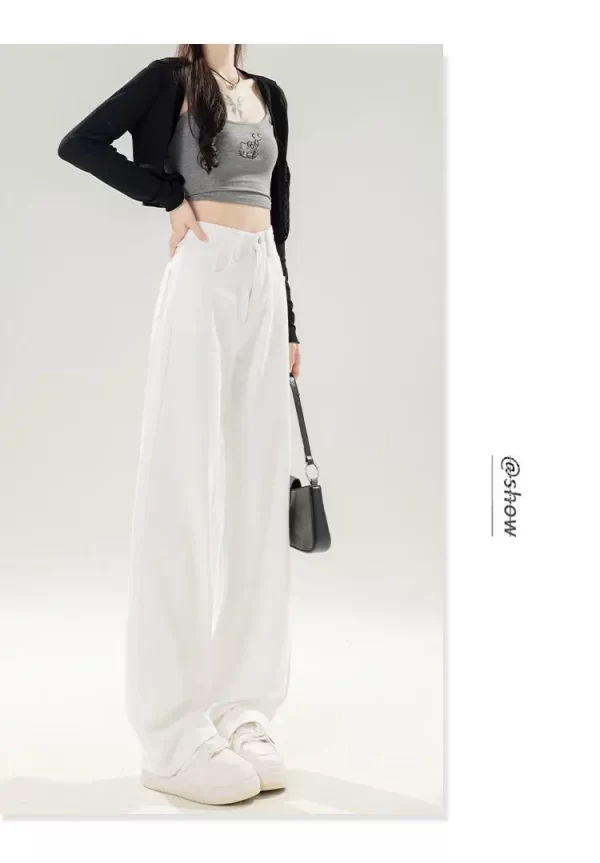 white straight jeans women's spring and summer 2025 new loose drape high waist versatile wide leg pants