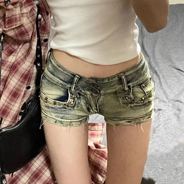 new woman designer low waist punk jeans girls aesthetic elastic high street mini pants female sexy nightclub summer denim shorts
