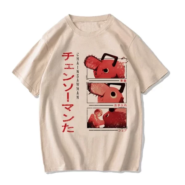unisex eu japanese anime chainsaw women t shirt cartoon pochita t shirt makima harajuku graphic tees clothing tops tshirt manga