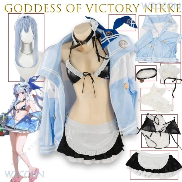 anis innocent maid bikini swimwear cosplay costume nikke goddess of victory game accurate outfit summer beach party