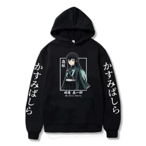 demon slayer muichiro tokito graphic hoodie pullover harajuku streetwear hoodies winter sweatshirt fleece sport jogging top