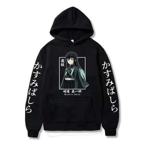 demon slayer muichiro tokito graphic hoodie pullover harajuku streetwear hoodies winter sweatshirt fleece sport jogging top