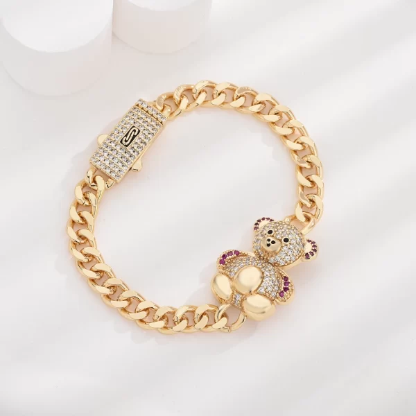 hip hop fashion jewelry cute bear 14k gold plated bracelet women's jewelry support wholesale free shipping items