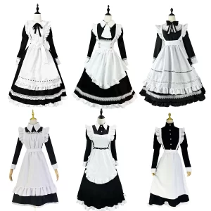 old castle maid cosplay costume housekeeper steward butler long maid dress cafe attendant suit for waitress maid party s 5xl