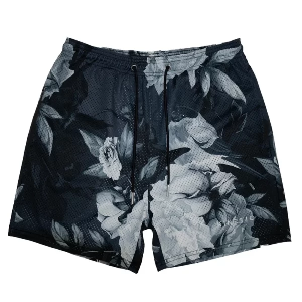 summer new men short pant rose design casual shorts street hip hop fitness polyester fast dry breathable embroidery men shorts