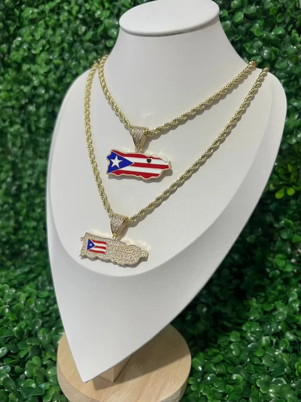 street fashion jewelry european and american 14k gold plated zircon copper puerto rican flag pendant free shipping item