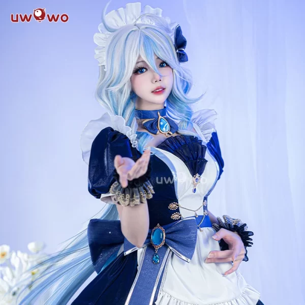 in stock uwowo genshin impact fanart furina focalors hydro archon maid cosplay costume