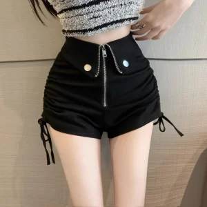 women's high waisted slimming bell bottoms black petite casual shorts straight leg design for autumn 2023