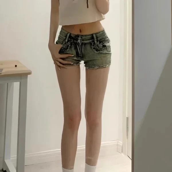 new woman designer low waist punk jeans girls aesthetic elastic high street mini pants female sexy nightclub summer denim shorts
