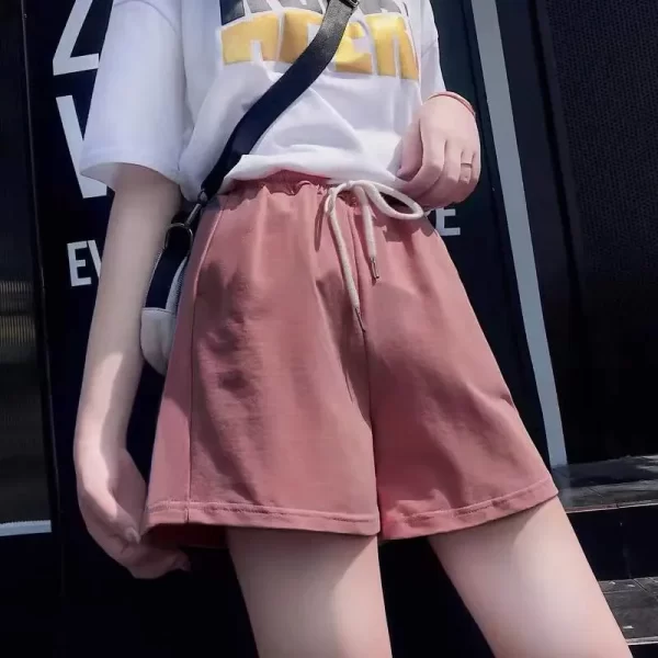 women's casual drawstring sports shorts summer slim fit high waist yoga a line shorts loose women's running straight shorts