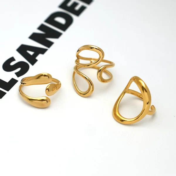 fashion minimalist large rings for women stainless steel gold plated waterproof hip hop women's finger ring aesthetic jewelry
