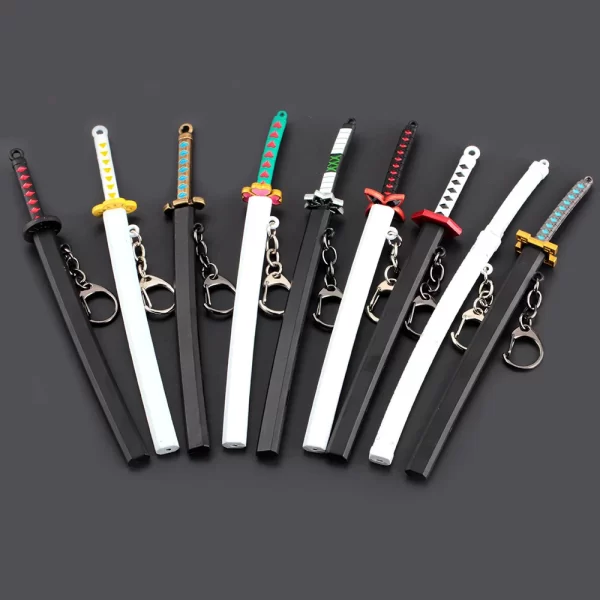 demon slayer sword model keychain kimetsu no yaiba keyring anime cosplay prop metal pendant llaveros toy friends gift 17cm