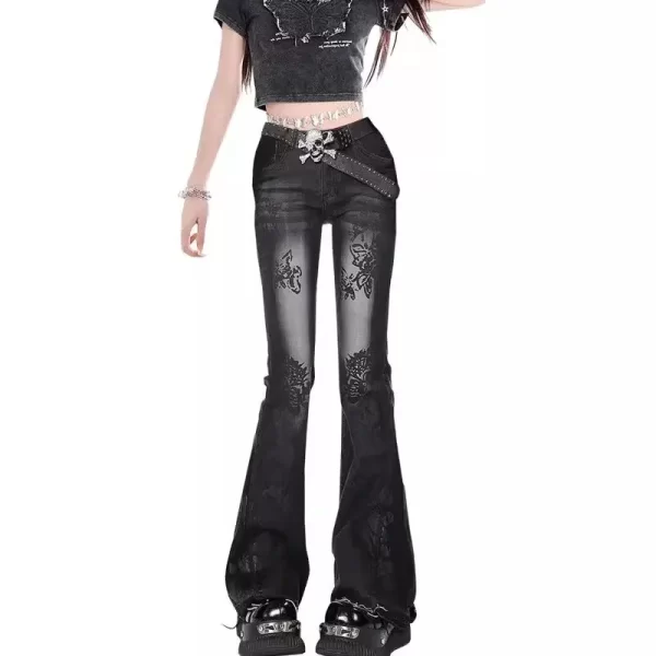 flared jeans for woman jorts jeans pants women shoujo girl style women's spring clothes coquette jean baggy y2k clothing denim