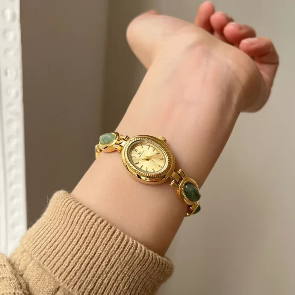 high end luxury watches for woman elegant green jewelry jade quartz bracelet wristwatch gift for women lady fashion dress watch