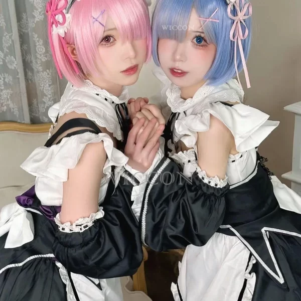 anime ram rem lolita maid cosplay costumes vestido re:zero kara hajimeru isekai seikatsu halloween costumes for women loli dress