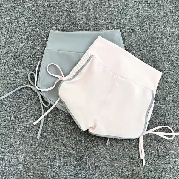 women's drawstring sports shorts for summer; lightweight quick drying casual hot pants for fitness; sexy high waisted hip liftin