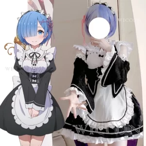anime ram rem lolita maid cosplay costumes vestido re:zero kara hajimeru isekai seikatsu halloween costumes for women loli dress