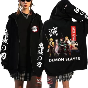 2025 demon slayer zipper sweatshirts zip up hoodie anime hoodies unisex hip hop streetwear nezuko kamado graphic y2k clothes